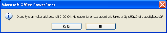 Microsoft Excel perusteita 21 (25) 9.1.2 Useamman dian ajastus 1. valitse hiiren ykköspainikkeella dialuettelosta ikkunan vasemmasta laidasta ensimmäinen dia, johon haluat ajastuksen. 2. paina näppäimistöstä ctrl näppäin pohjaan 3.