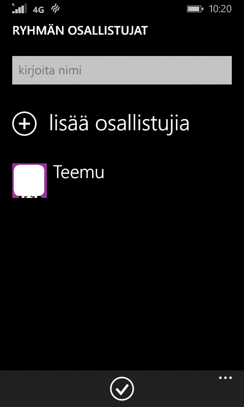 Nimi voi olla maksimissaan 25 merkkiä pitkä mukaan lukien mahdolliset välilyönnit sekä hymiöt nimessä. Kun tämä vaihe on valmis, siirry seuraavaan vaiheeseen alapalkissa olevasta nuolikuvakkeesta.