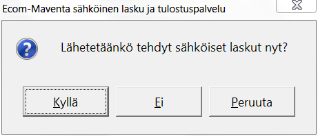 9.5 Laskun lähettäminen sähköisenä Maventa-palveluun Laskun teko sinänsä ei muutu, vaikka lasku lähetettäisiinkin sähköisenä Maventa-palveluun.