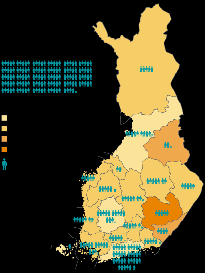 Vanhuus ei tule yksin 75 vuotta täyttäneiden osuus väestöstä maakunnittain 2010, ennuste 2030 sekä muistisairaiden määrä Muistisairaiden määrä maakunnassa 2010 koko Suomi = 77 395 Muistisairaiden