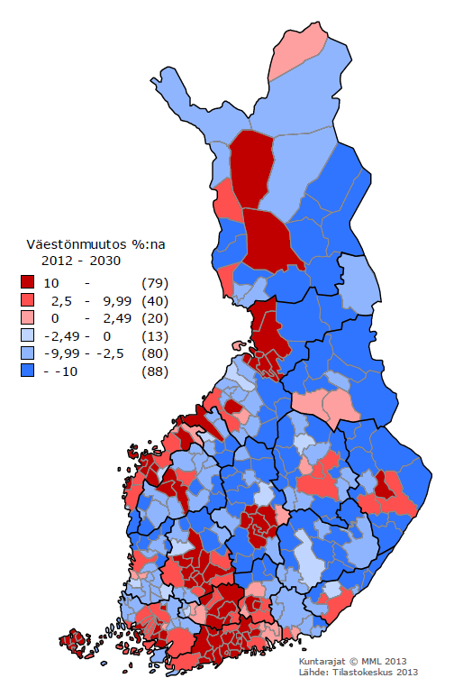 Väestönmuutos 2012-2030,% (Kuntaliitto) ja Etelä-Suomen työssäkäyntialue (Sotarauta & Kostiainen 2008) Etelä-Suomen työssäkäyntialue Kehittyvät liikenneyhteydet keskusten välillä Keskusten