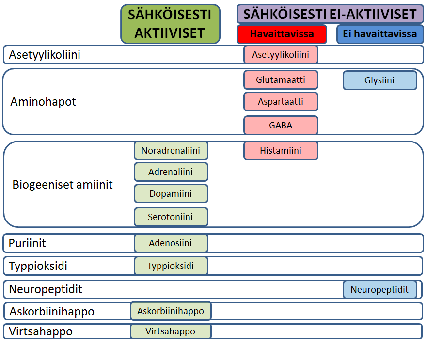 19 Kuva 13. Välittäjäaineiden, askorbiinihapon ja virtsahapon sähköinen aktiivisuus. 3.2.