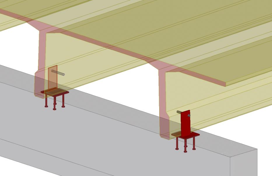 Kitkavoiman mitoitusarvo: F dr,f = µ betoni-neopren * N de => F dr,f = 0,15*765 = 115,0 kn > F de = 22,3 kn (= Jo kitka yksin riittäisi siirtämään liitoksen vaakavoiman, joten pultteja ei tarvittaisi