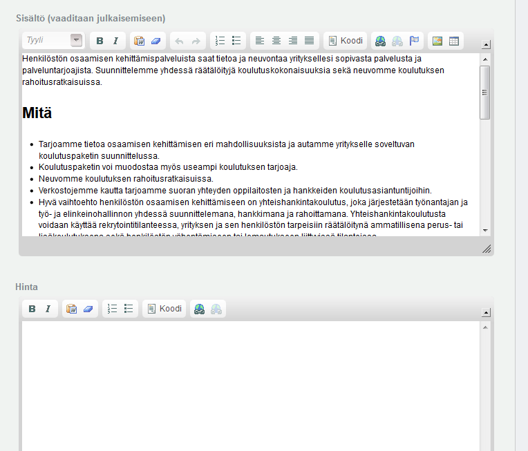 Välilehti 1. Perustiedot Päivitä tarvittavat tiedot dokumentin ensimmäisellä 1. perustiedot-välilehdellä. Älä koske Käännettävät kielet valintaruutuihin.