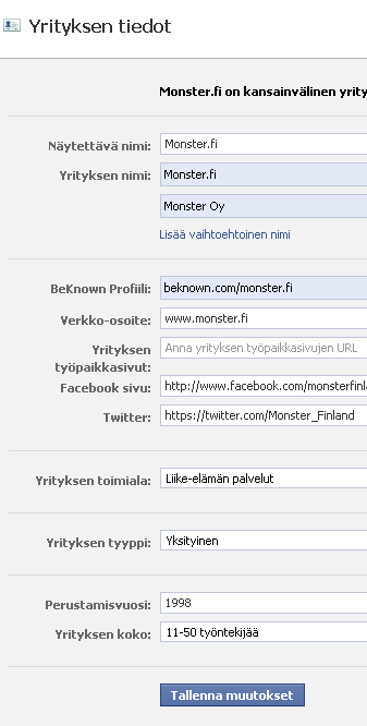 Näin luot käyttäjätilin Yrityksen tiedot Lisää yrityksesi tiedot 1. Display name - Näytettävä nimi Yrityksesi virallinen nimi 2.