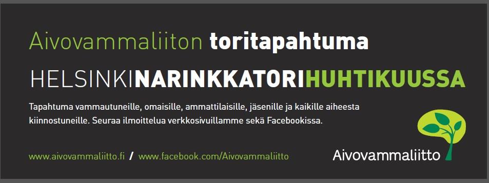 3 Toimintaa Helsingin Narikkatorilla tapahtuu 25.4. Tule paikalle jäsenhankintakampanjan jättiavaukseen lauantaina 25.4. klo 10-16 Narikkatorille Helsinkiin. n.