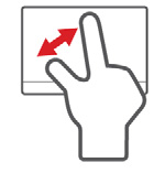 18 - Kosketusalusta Kosketusalustan käyttö Windows 8.1 ja monet sovellukset tukevat moniliiketoimintoa, eli ne tunnistavat useammalla kuin yhdellä sormella tehdyt liikkeet.