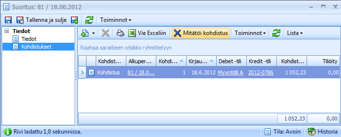 CSI Lawyer 2.7 Käyttöohje (103/146) kohdistuu. Kun tarvittavat tiedot on muutettu/lisätty, voidaan kohdistus tallentaa ja sulkea.