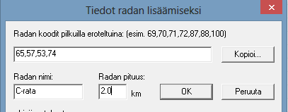 jokaisen radan lopussa oli