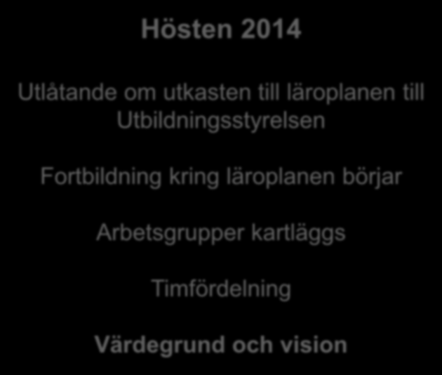 LP2016-PROCESS - OPS2016-PROSESSI Hösten 2014 Utlåtande om utkasten till läroplanen till