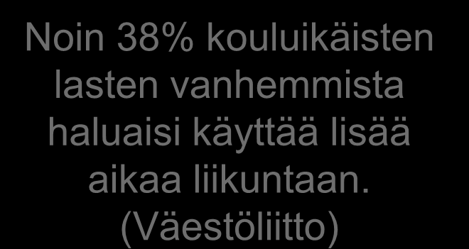 Perheseteliä käytettäisiin laaja-alaisesti MIHIN TARKOITUKSEEN KÄYTTÄISI PERHESETELIÄ (%) 0 20 40 60 80 100 Liikuntaan ja urheiluun liittyviin palveluihin Retkeilyyn ja ulkoiluun liittyviin