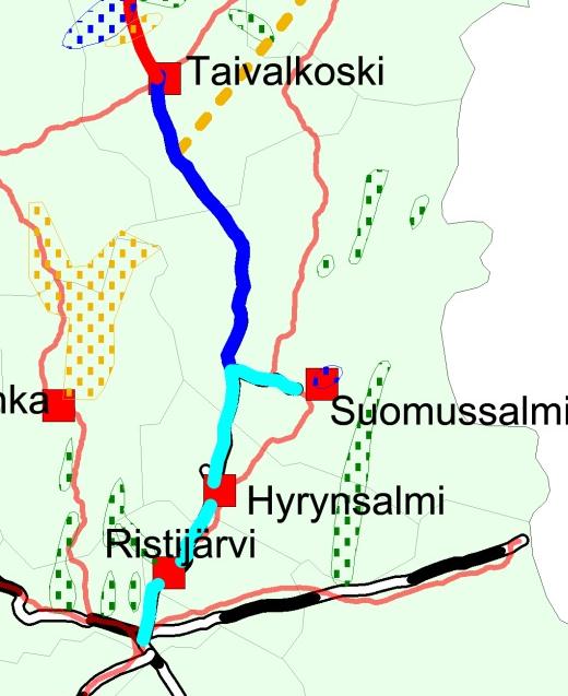 10 Suomussalmen itäpuoliset esiintymät Suomussalmen koillispuolella on useita Kuhmo Metals Oy:n tutkimuskohteita.