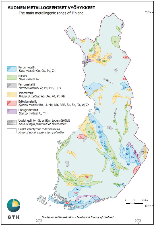 Liite 5: Suomen metallogeeniset vyöhykkeet