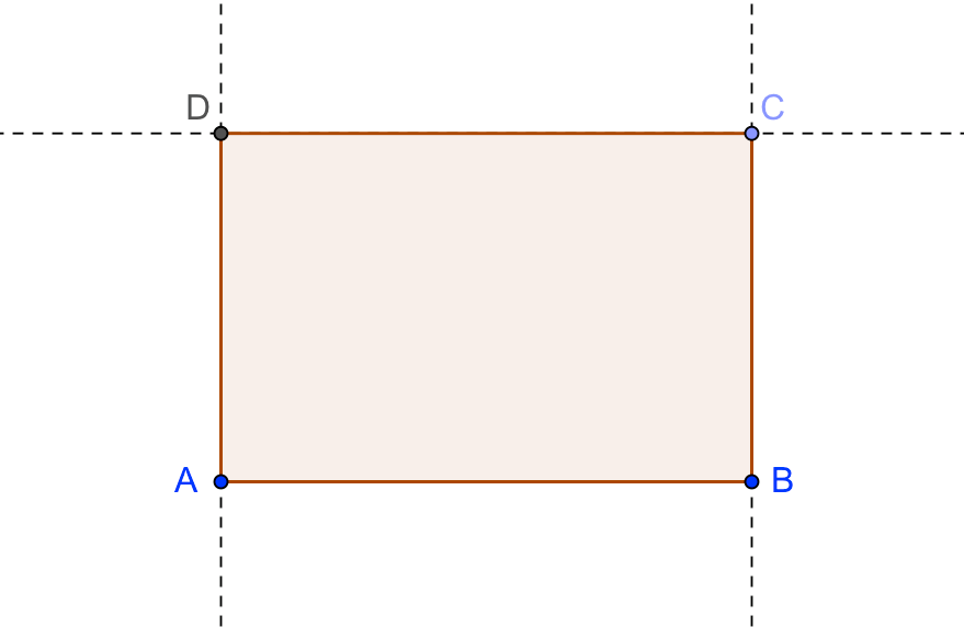 Harjoitus 6: Suorakulmion konstruointi Alkuvalmistelut Kertaa suorakulmion ominaisuudet ennen kuin ryhdyt toimeen. Avaa uusi GeoGebra-tiedosto (Tiedosto Uusi).