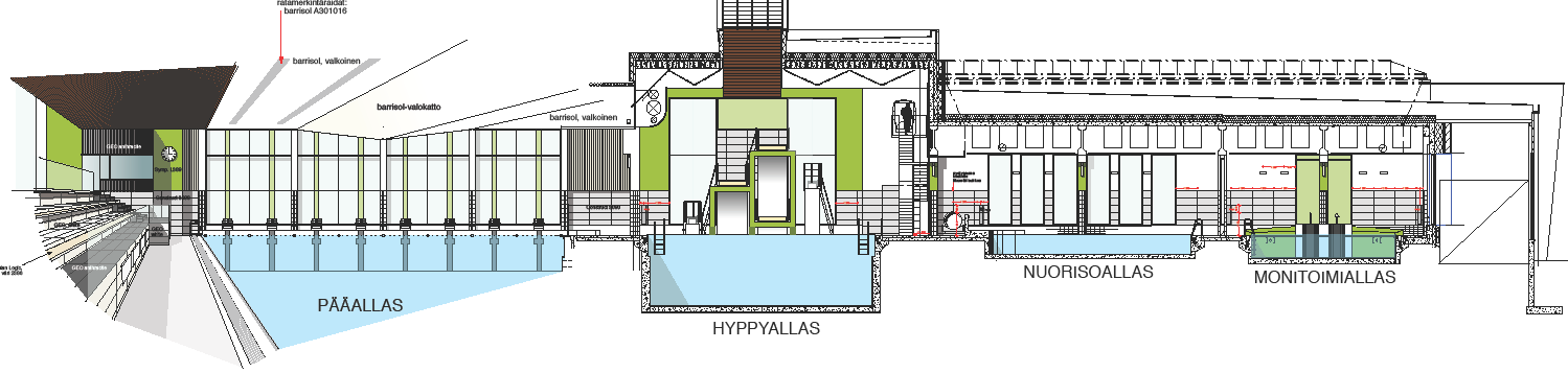 2011 Rakennuksen kerrosala 8730 m² Kävijöitä arvioidaan olevan vuodessa noin 380 000 Avajaiset Porin päivänä syyskuussa 2011 Altaita