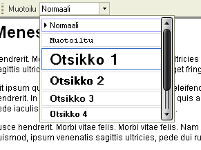 CONTENT MANAGER -MANUAALI 14 (42) Valitse kaikki Komennolla voidaan valita kaikki kyseisen tiedoston sisältö. Poista muotoilu Komento poistaa maalatun tekstin muotoilut. 2.4.4 Tekstin muotoilu ja käsittely -painikkeet Tekstin muotoilu -painikkeilla muokkaat sivun tekstien ulkonäköä.