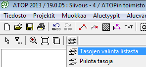 Alueiden käsittelyn lisätoiminnot Tasojen näkyvyys Siihen mitkä tasot kuvassa näkyvät, voit vaikuttaa tason valintatyökalulla.