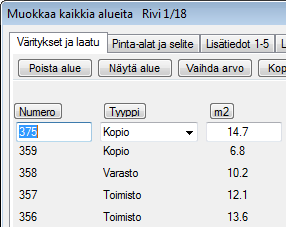 Klikkaa haluamasi alueiden otsikkotekstejä, ohjelma laskee valittujen tilojen keskimääräiset kerta-ajat yhteen.