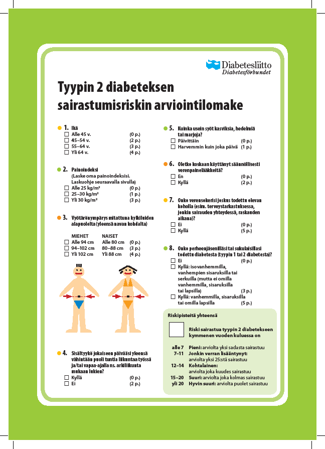 Diabetesriskin systemaattinen arviointi riskitestillä