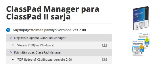 4. Valitse ClassPad Manager ClassPad II sarjaan ja lataa se