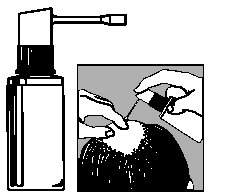 B. Förlängd sprayspets Lämpar sig för applicering av Rogaine på mindre områden med håravfall eller in under håret. 1. Avlägsna flaskans yttre kapsyl. Tag av och släng den underliggande skruvkorken. 2.