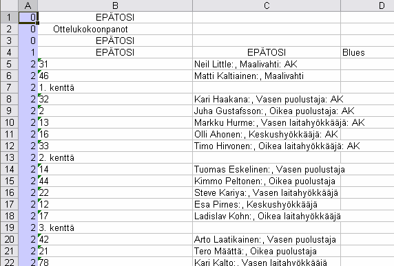 68 Kuva 27: Ottelulistasta valitun ottelun kokoonpanot selainesityksenä.