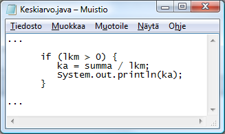 Lausekielestä konekieleksi Aluksi algoritmi kirjoitetaan eli koodataan lausekielinen ohjelmaksi eli lähdekoodiksi (source code).