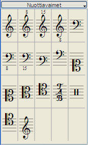 Nuottiavain Nuottiavaimet voidaan luoda tai muuttaa vetämällä nuottiavainsymboli Nuottiavaimet-paletista tahtiin tai toiseen nuottiavaimeen.
