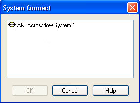 4 Käyttö 4.3 Ohjausjärjestelmän käynnistäminen Laitteen yhdistäminen UNICORN -ohjelmistoon 1 Voit kytkeä UNICORN -ohjelmiston laiteyksikköön valitsemalla System Control -moduulissa System:Connect.