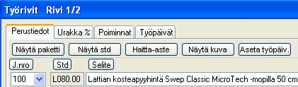 Haitta-asteen määritys Laskija voi tarkistaa ja tarvittaessa muuttaa töiden haitta-astetta. Haitta-aste voidaan muuttaa sekä lattia- että kalustetöiden osalta.