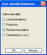 Vanha kohde pohjaksi 1/2 Voit ottaa laskennan pohjaksi myös vanhan, aikaisemmin laskemasi projektin. Ominaisuutta kannattaa käyttää etenkin silloin, kun on monta samanlaista kohdetta laskettavana.