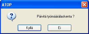 Tuo huone Voit tuoda tarvittaessa huoneita toiselta tilamallilta. Mene sille tilamallikortille, jonka taakse haluat tuoda huoneita. Paina työmäärälaskenta -kortilla painiketta Huoneet.