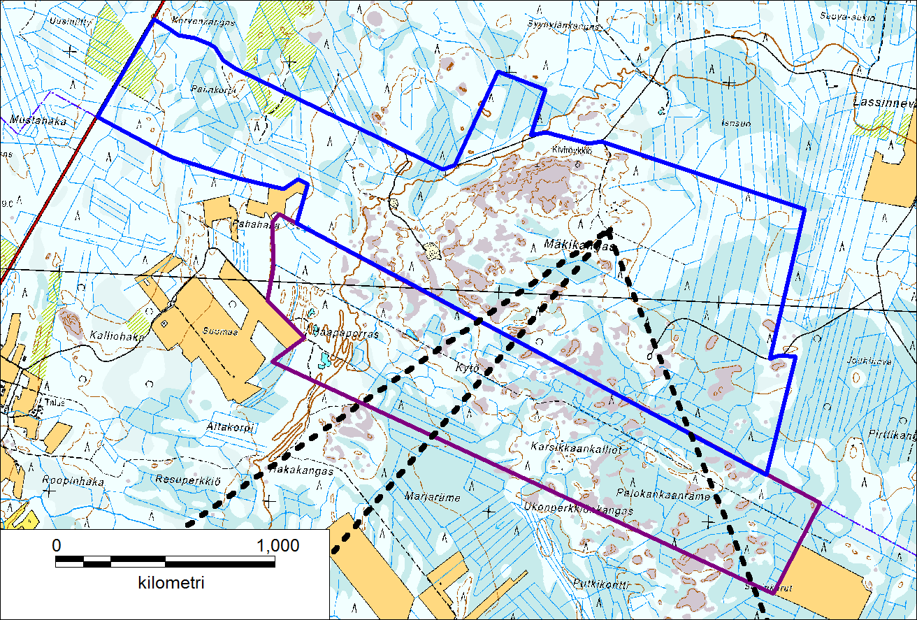 1 JOHDANTO Pyhäjoen Mäkikankaan alueelle suunnitellaan uutta tuulipuistoa (kuva 1), johon rakennettaisiin 11 14 tuulivoimalaitosta.