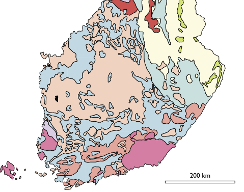 Lähinnä Rengon alueella esiintyy synorogenisia eruptiivikivilajeja gneissigraniittia sekä migmaattista gneissigraniittia.