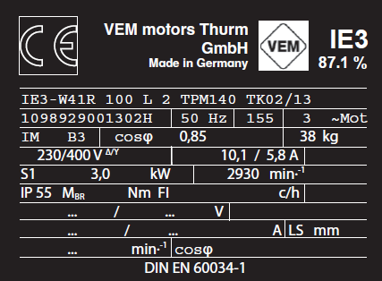 26 IE2-luokan oikosulkumoottori taajuusmuuttajalla o Puhallin: Nicotra Gebhardt (model RLM E6-3540) o Moottori: SIEMENS (Kuva 12) Kuva 12.