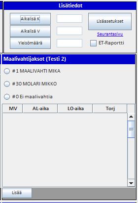 3. Ottelutietojen syöttö. TiTu toimii myös internet-yhteyden katketessa. Pelikellon alla näkyy teksti vihreällä, kun palvelinyhteys on toiminnassa.