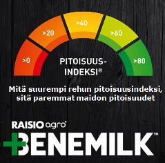 Benemilk-rehut tukevat lehmän hyvinvointia ja lehmä tuottaa enemmän ja pitoisuuksiltaan parempaa maitoa samalla energiamäärällä.