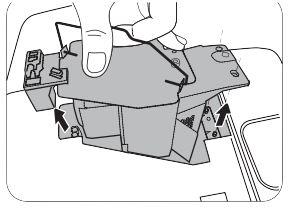 To reduce the risk of injuries to fingers and damage to internal components, use caution when removing lamp glass that has shattered into sharp pieces.