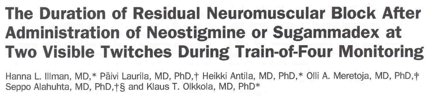 Anesth Analg 2011; 112: 63-8. potentially unsafe period of recovery = kun TOFsuhde > 0.