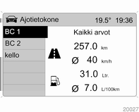 94 Mittarit ja käyttölaitteet Toimintasäde lasketaan säiliössä olevan hetkellisen polttoainemäärän ja hetkellisen kulutuksen perusteella. Näyttö perustuu keskiarvoihin.