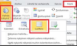 19 5. Kalenterimerkinnät ja yhteystiedot voidaan siirtää samaan tapaan 6. Vaihda näkymäksi Luettelo 7.