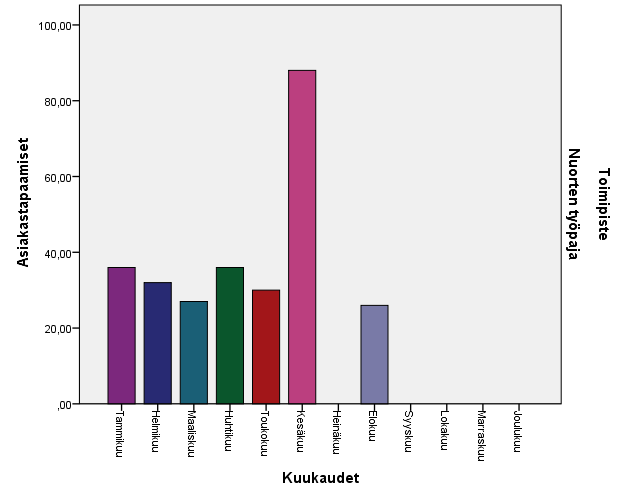 Yleisimmät huolenaiheet/nuorten työpaja Tammikuu Toimeentulo, tyttömyys, motivaation puute Helmikuu Yhteishaku, toimeentulo, kesätyöhaku Maaliskuu Toimeentulo, kesätyöhaku, päihteet Huhtikuu