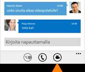 Yhteyden pitäminen työtovereihin Lync 2013 - sovelluksella Jos organisaatiossasi on Lync käytössä, voit viestiä työtovereiden kanssa käyttämällä Windows Phonessa olevan Lync 2013 -sovelluksen monia