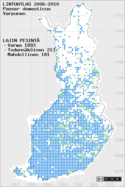 Linnustonseuranta Suomessa - Lintuatlas Selvitetään lajien levinneisyyttä, ei runsautta Millä varmuudella laji pesii