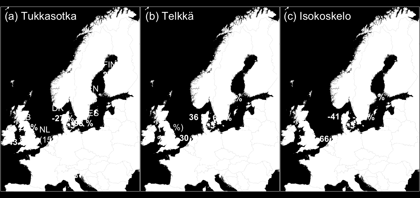 Muutoksia talvialueissa Lehikoinen ym 2013 Global Change Biol.