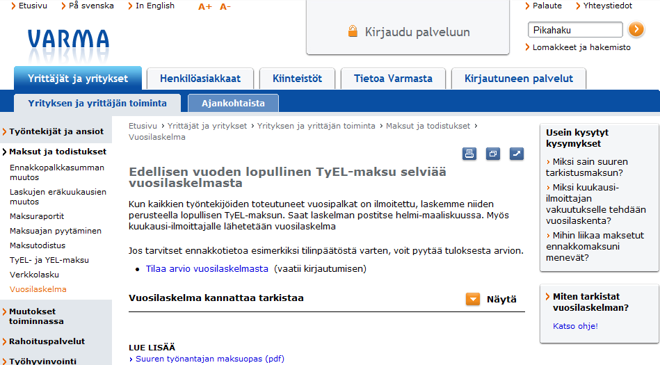 Suuren työnantajan maksuopas Kaikki Varman julkaisut