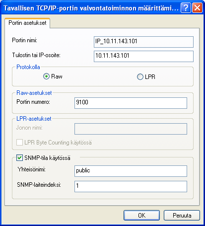 TULOSTAMINEN WINDOWS-KÄYTTÖJÄRJESTELMÄSTÄ 54 7 Näppäile Fiery E 100 -laitteen IP-osoite. 8 Napsauta Seuraava.