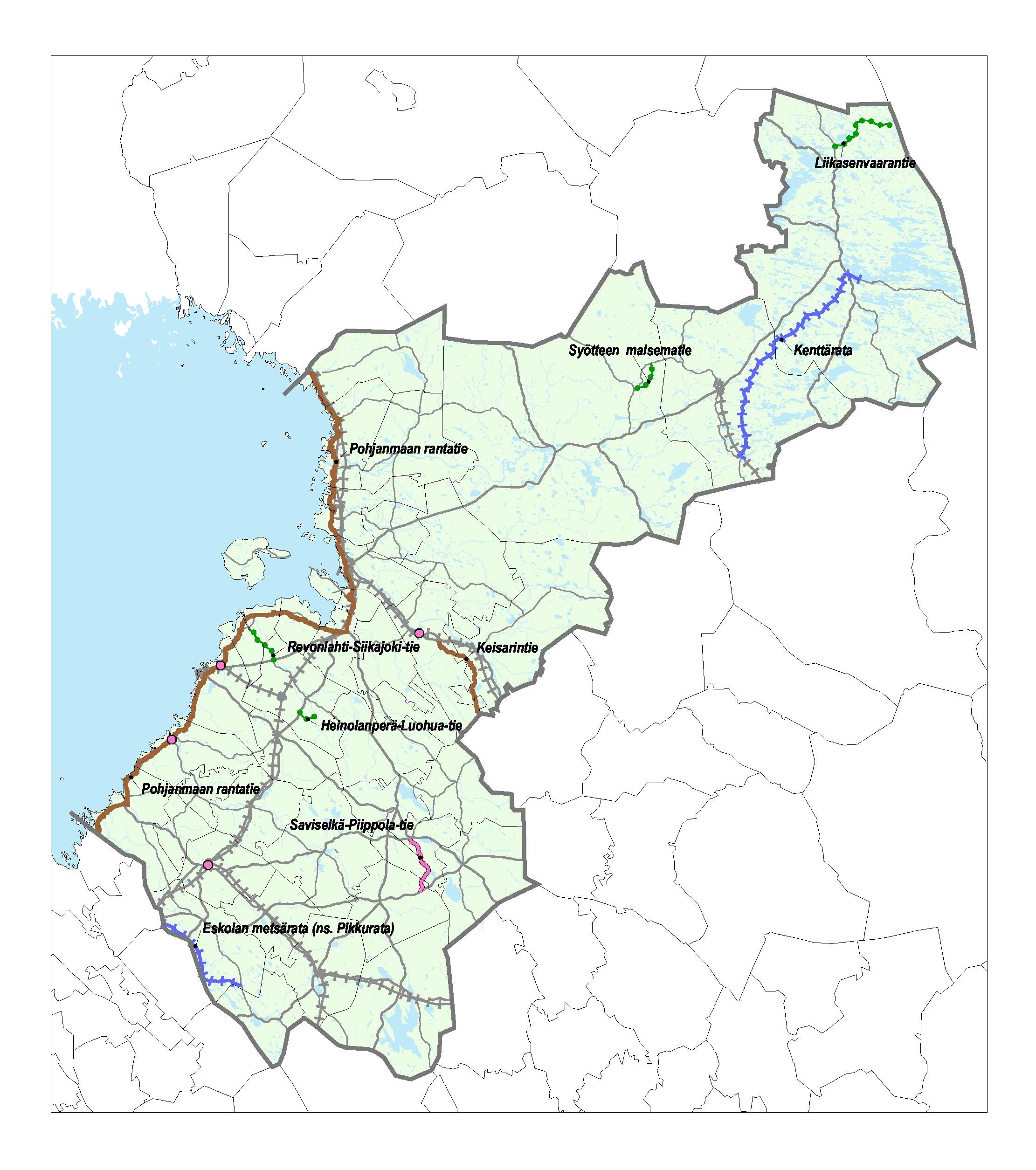 Pohjois-Pohjanmaan palvelukohteiden maakunnallinen opastussuunnitelma NYKYTILANNE 19 Pohjakartta copyright