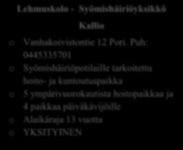 Huittisten nuorten työryhmä o Lauttakylänkatu 4, Huittinen. Puh: 02-627 4330 o Avoinna ma-pe kello 8.00-15.30 Huittisten päivätoiminta o Lauttakylänkatu 4, Huittinen.