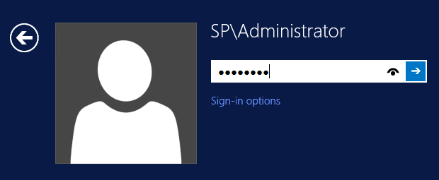 20. Click Next. Klikkaa Next. 21. Click Install. Klikkaa Install. 22. The computer reboots. Press Action->Control+Alt+Delete and log in as SP\Administrator (password Pa$$w0rd).